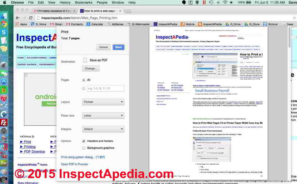 Print or save a PDF of an InspectApedia web page from Mac or PC (C) InspectApedia.com