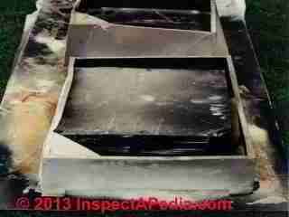 Moorpark CA chimney chase & shroud fire, fake UL label (C) InspectApedia Stephen Werner