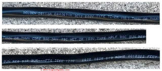 BELDEN (brand name) 600V Type TC-ER (UL) THHN or THWN 90C dry 75C wet OR 150V type NPLF 90C SUN RES DIR BUR --- FT4 IEEE 1202 (C) InspectApedia.com StanC