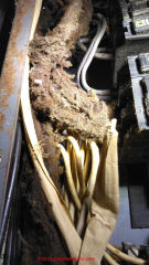 Frayed wire loom insulation (C) InspectApedia Steven A