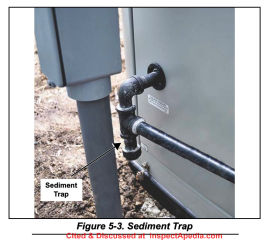 Proper gas line connection to Generac backup gnerator - cited & discussed at InspectApedia.com