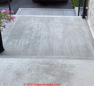 Collingwood Ontario discolored concrete driveway (C) InspectApedia.com Kerry