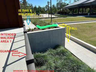 Child injured in fall from this retaining wall (C) InspectApedia.com Brandon