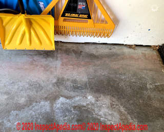 Pink stains on concrete: cause & cure (C) InspectApedia.com DeSario