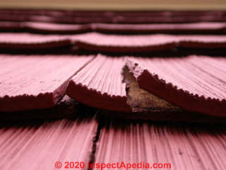 Brushed wood cedar shingle siding (C) Daniel Friedman at InspectApedia.com