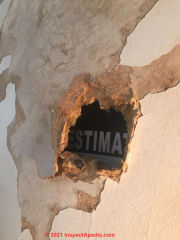 Canada Fiberboard Hole (C) Inspectapedia Greg