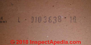 Domtar or Gyproc production code (C) Inspectapedia.com Garcia
