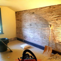 Hand split wood lath plaster wall in an 1840 Paris Ontario Home (C) InspectApedia.com RP