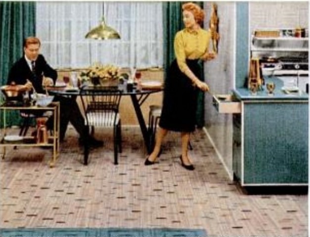 Congoleum Gold Seal linoleum flooring, Life Magazine 14 Feb 1955