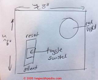 Septic alarm layout sketch (C) InspectApedia.com Nancy W