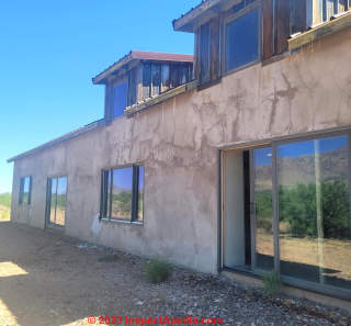 Portal, AZ straw bale house with some defects showing (C) InspectApedia.com PKZ